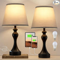Seealle Touch Lamps for Nightstand - Bedside Lamps Set of 2, 3 Way Dimmable, USB C+A for Bedroom & End Tables (Black&Grey)
