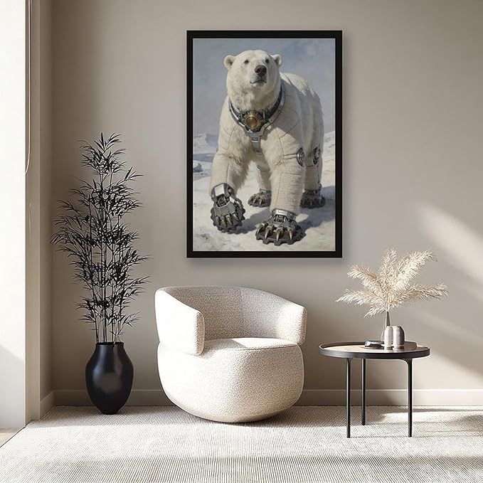 Framed Futuristic Fantasy Wall Art for Living Room TV Wall Modern Tech Style Home Decor 16x24in