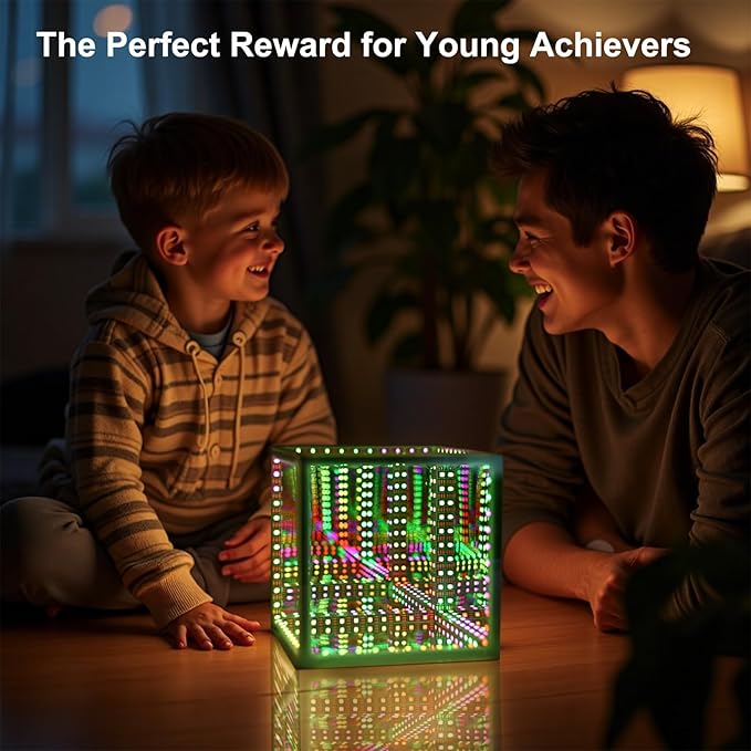 Infinity Hyper Cube LED Light LED Controller with Stand & Controller, Built-in 10 Mode Children Lamp - Cool & Creative Multicolor Decorative Mirror Art Desk Night Light (4Inchs Without APP)