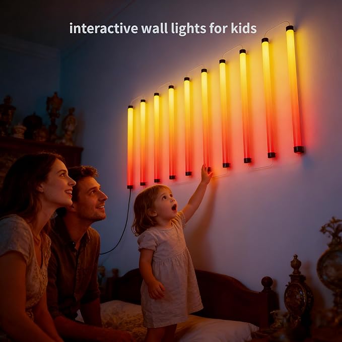 Music Sync LED Wall Lights, 10 Pack RGB Light Bars with App Control, USB Powered Beat Activated Lights for Gaming Room, Party, Home Decor