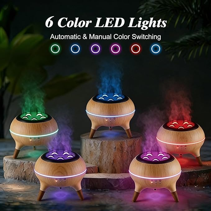 Essential Oil Diffuser 350ml, Essential Oils Large Room, Ultrasonic Aroma Diffuser with Remote Control,Timer, 7Colors Light Humidifier for Bedroom Home Office Hotel (Wood)