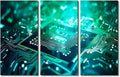 Circuit Board Wall Art Canvas Painting Semiconductor Chip Wall Art Artwork for Home Walls Chip Wall Art 3 Pieces Framed Wall Art Home Office Room Wall Decor Framed Ready to Hang, 42" Wx28 H