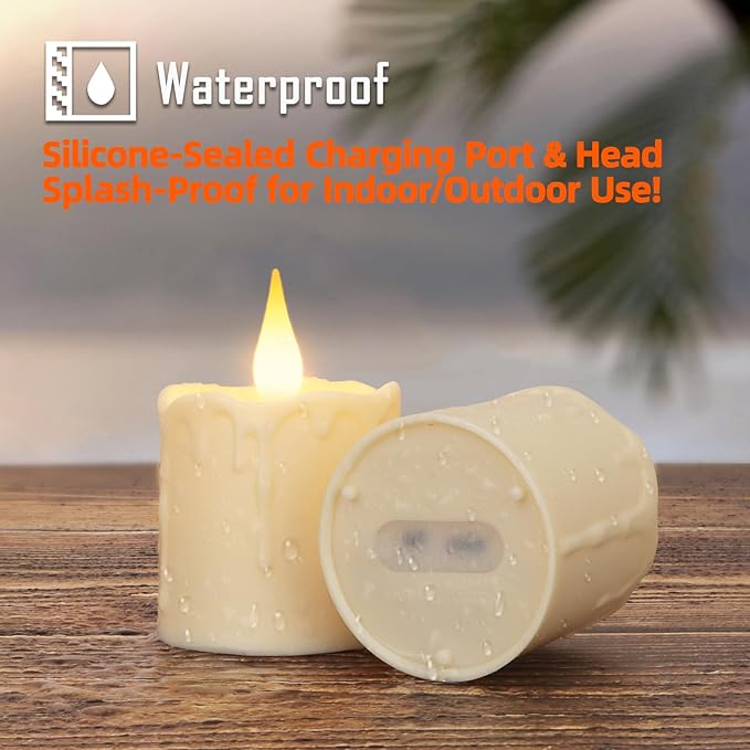 Flickering Flameless LED Candle Light with Remote Control, Rechargeable Battery, 4/6H Timer, Waterproof Design Tealight for Wedding, Christmas, Party Decor (5-8m Range)
