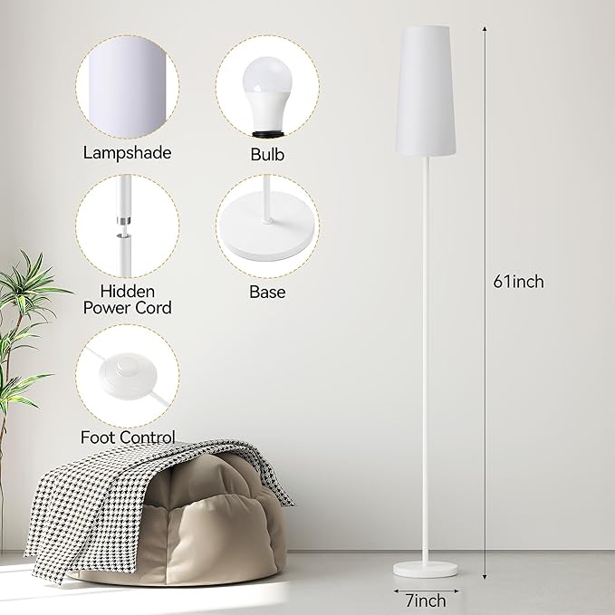 SUNMORY Floor Lamps for Living Room/Bedroom/Office, Standing Lamp with LED Bulb, 3 Color Temperature Tall Lamp, Suitable for Modern/Boho/Farmhouse and Other Home Decor Styles