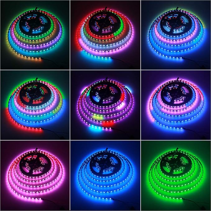 ALITOVE WS2811 RGB-IC Addressable LED Light Strip 16.4ft 300LEDs 12V LED Strip Lights Dream Color Programmable LED Pixel Rope Light Waterproof IP65 with 3M VHB Adhesive Back(No Adapter & Controller)