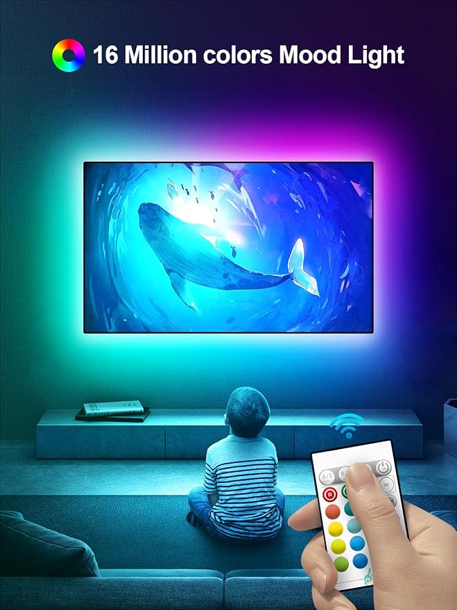 TV Led Lights, 16.4ft TV Lights Strip for 45-75 Inch with Remote, Music Sync Bluetooth APP Control TV Lights Behind USB Powered for Bedroom