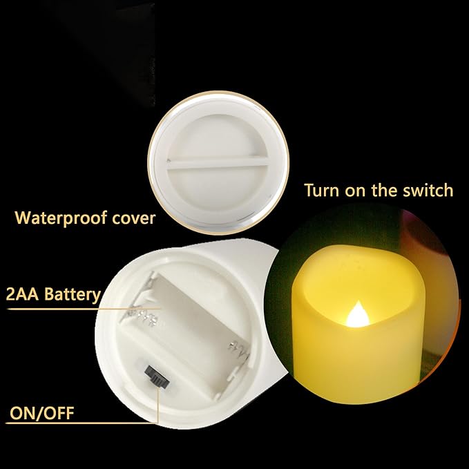 Waterproof Outdoor Battery Operated Flameless Candles with Auto Timer Flickering Plastic Resin Electric LED Pillar Lights for Lantern Patio Garden Wedding Party Decorations 3x8 Inches 2 Pack White