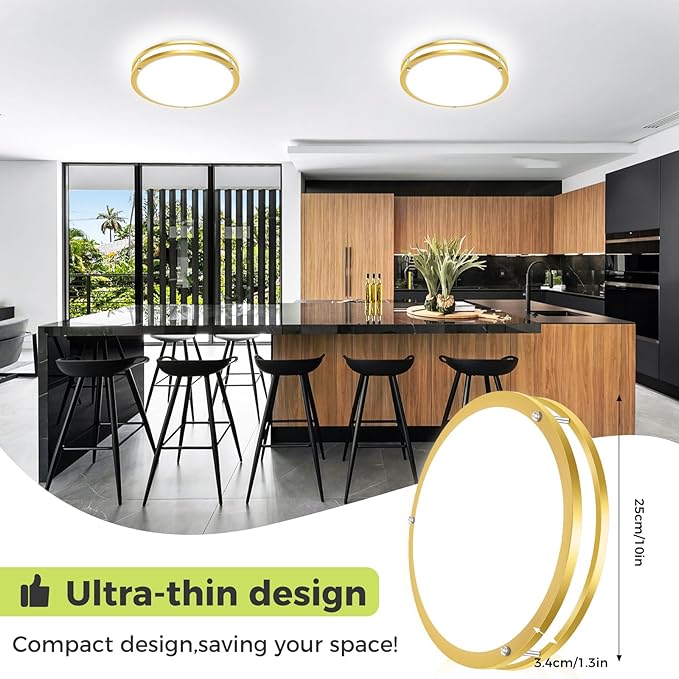 hepside 1 Pack Flush Mount Ceiling Light Fixture, Dimmable & 5CCT Ceiling Light Black, 10inch 15W 3000K 3500K 4000K 5000K 6500K Adjustable Ceiling Lamps for Kitchen Bathroom Bedroom Hallway