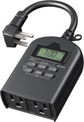 DEWENWILS Outdoor Timer Outlet Waterproof, Outdoor Digital Timer for Lights, Programmable with 2 Grounded Outlets, for Home and Garden, 15A, 1/2HP, Heavy Duty, ETL Listed