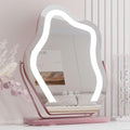 Makeup Mirror with Lights - 17″ Cloud Shaped Smart Touch 3-Color Dimmable 360° Rotation Memory Metal Frame Plug-in AC Power Tabletop Vanity Mirror Gift for Women Teen Girls Rosegold