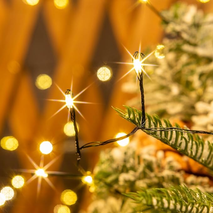 Firecracker Fairy Lights,50FT 500Leds Waterproof Twinkle Lights Plug in,8 Modes Remote String Light for Indoor Outdoor Christmas Wedding Birthday Patio Garden Decor,Green Wire,Warm White
