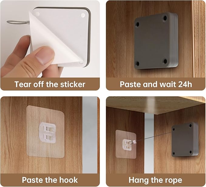 SHIMIDO Upgraded Punch-Free 1000g Automatic Screen Door Closer, Storm Door Closer, Sliding Screen Auto Door Closer with Steel Drawstring for Bathroom, Bedroom, Studyroom, etc. (4 Pack Sandstone)