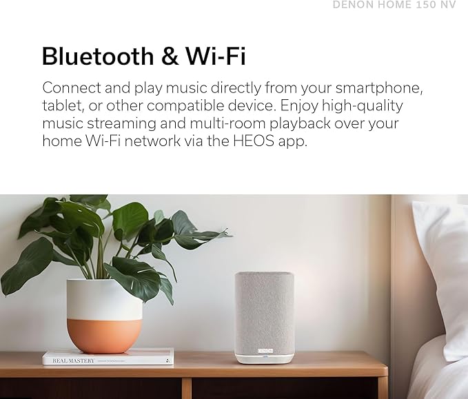 Denon Home 150 NV Home Stereo Wireless Speaker (Black), Bluetooth Wireless, 1" Tweeter, 3.5" Woofer, HEOS Built-in, AirPlay 2, Multi-Room Streaming, Simple Setup, Compact Design