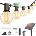 OHLUX 120FT Solar String Lights Outdoor with Remote, Commercial Grade Patio Lights with 52 Shatterproof LED Filament G40 Globe Bulbs, Dimmable Outside Edison Hanging Light for Backyard Party Decor