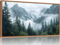 YeeHomedec Large Mountain Framed Canvas Wall Art, Modern Calming Forest Wall Decor, Misty Nature Mountains Art Painting, Wooden Pine Trees Artwork for Living Room Bedroom Farmhouse 20"x40"