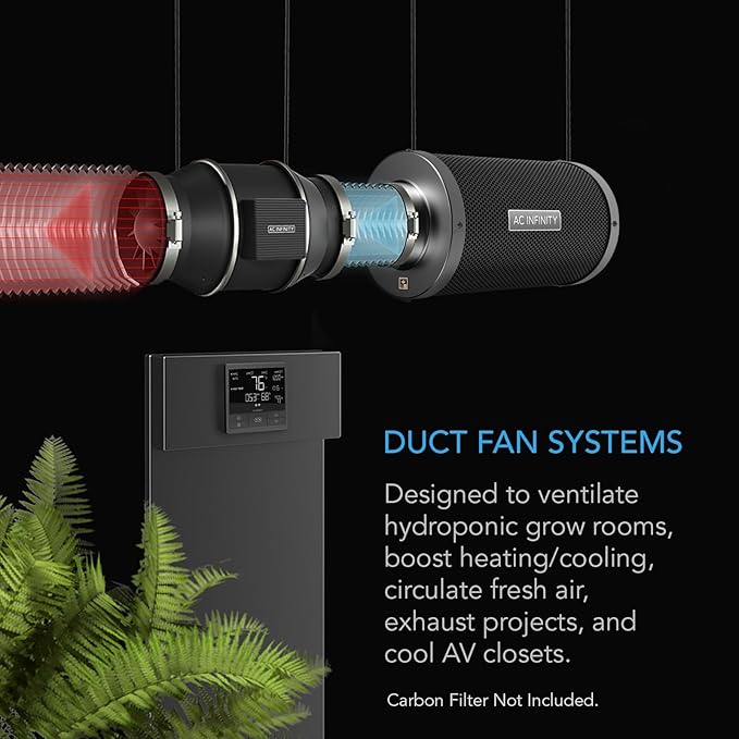 AC Infinity CLOUDLINE PRO T4, Quiet 4” Inline Duct Fan with Temperature Humidity VPD Controller, WiFi Integrated App Control - Ventilation Exhaust Fan for Heating Cooling, Grow Tents, Hydroponics