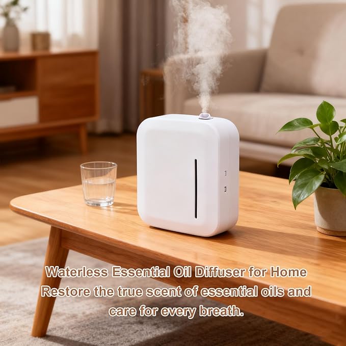 Pssopp Essential Oil Diffuser, Large Capacity Pets Friendly Waterless Wide Coverage Smart App Control Support Dual Power Supply Smart Scent Air Machine for Office