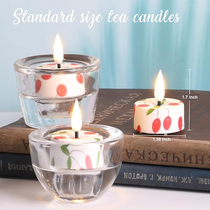 Eywamage Flameless Tealights with Remote Batteries, Flickering LED Tea Votive Candles Holiday Home Decor Set of 12
