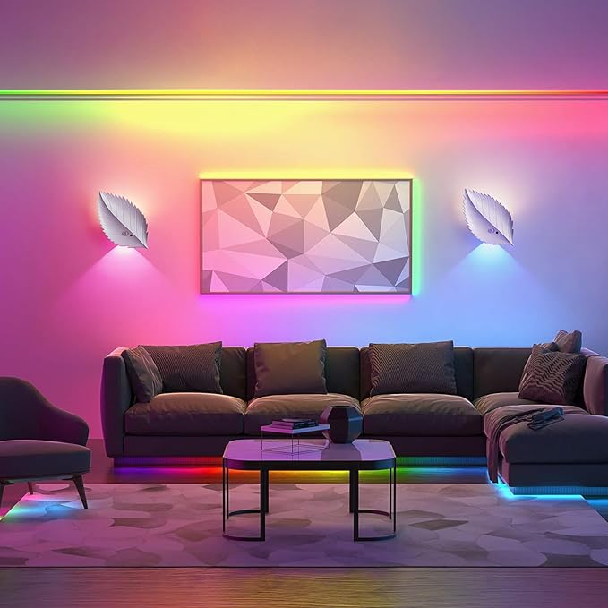 Motion Sensor Wall Light with Remote Control, 10 RGB and 3 Colors Dimmable Wireless Wall Sconces, Battery Operated Wall Sconce for Hallway, Living Room, Stairs, Bedroom (1 Pack)