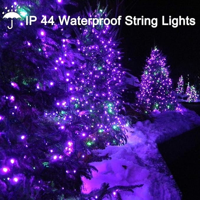 Christmas String Lights Purple Indoor - 220 LEDs 82ft/25m Memory Function 8 Modes End-to-End Plug in Outdoor Waterproof Decorative Inside/Outside Fairy Twinkle Xmas Tree Light for Halloween/Patio/Home