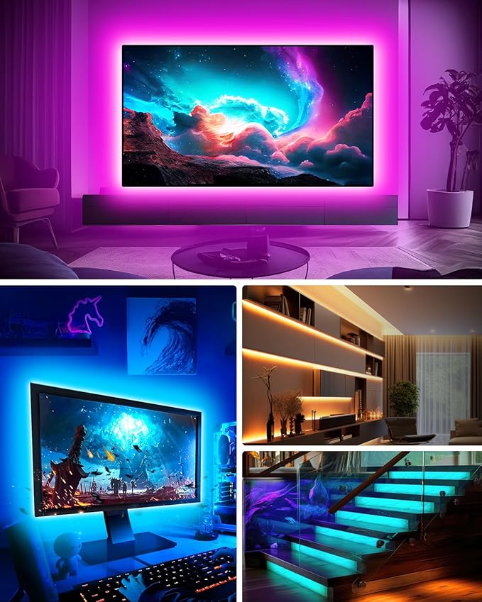 Daymeet TV LED Backlight, 9.8ft for TV Behind 32-60 inch TV Led Lights for Monitor Backlight RGB Led Light Strip, USB Powered Lights with Remote Music Sync Bluetooth APP Control
