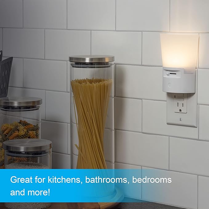 GE Ultrabrite Dimmable Sconce LED Night Light GEPlug-In, Energy Efficient, Dusk-to-Dawn Sensor, Adjustable Brightness, Ideal for Bedroom, Bathroom, Hallway, Nursery, White, 45123, 1 Pack,
