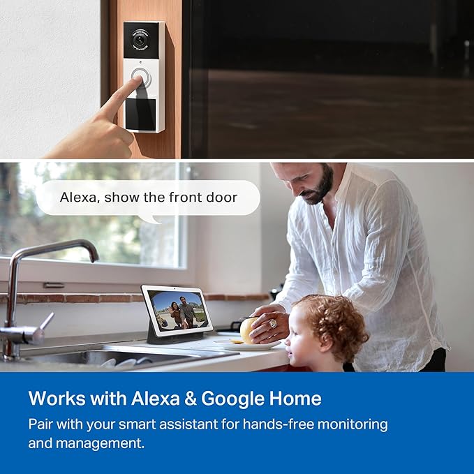 Tapo 2K Wireless Smart Video Doorbell with Chime - 160° Ultra-Wide View,Person Detection, Ring Call, 2-Way Audio, Subscription-Free Local Storage/Optional Cloud, Motion Only Alert, D210