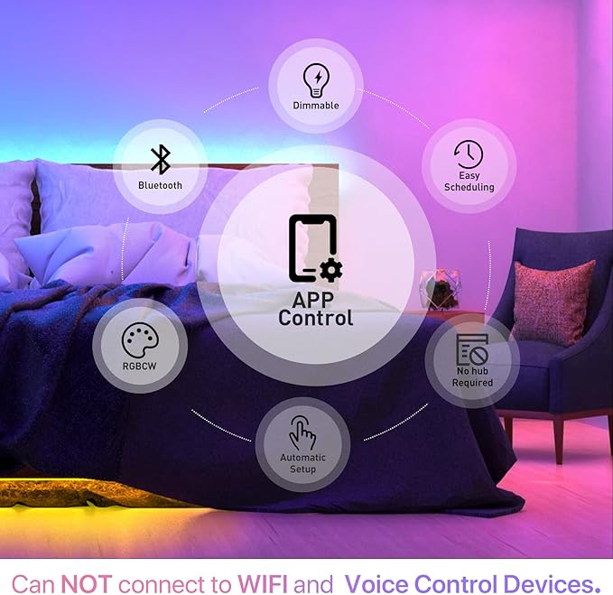 ORALUCE Bluetooth Smart Light Bulb A19 E26,9W LED Light Bulb Color Changing APP Dimmable, 60W Equivalent RGBCW LED Bulb 900 Lumens Multicolor,1P (No WiFi Connection)