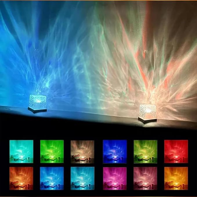 Ocean Wave Projector Light, 16 Color RGB Mood Light with Remote, 3D Water Ripple Night Light for Kids Room, Meditation, Yoga, Home Decor(2 Pcs)