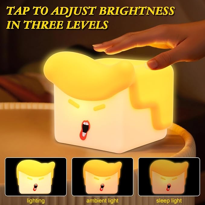 Fun Night Light, Hilarious Silicone Squishy Lighted Tap Light, 3 Levels Dimmable/Timer Night Light, USB Rechargeable Bedside Touch Lamp, Room College Dorm Décor