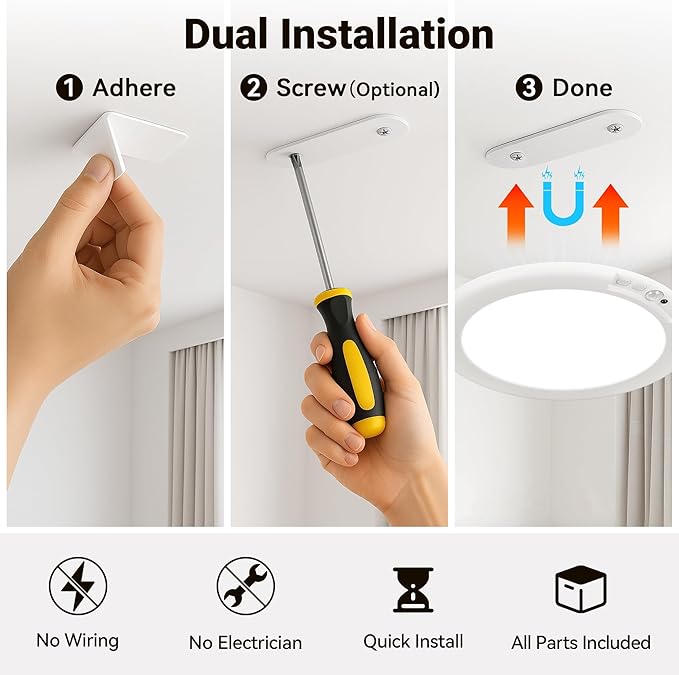 Rechargeable Ceiling Light, No Wiring Battery Operated Ceiling Lights with Remote, Motion Sensor Dimmable Timing Motion Activated Overhead Shower Light for Bathroom Pantry Hallway Porch (6)