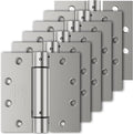 6 Pack Self Closing Door Hinges, 4.5" x 4.5" Spring Loaded Hinges with Square Corners, Adjustable Tension for Garage, Front Door, Back Door, for Left and Right Hand Door, UL Listed