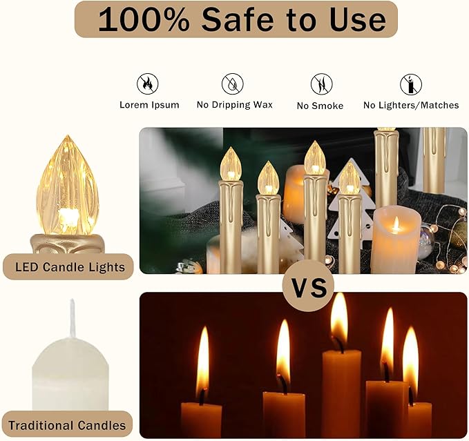 Short Candlesticks LED Taper Candle,4inches Remote Candle Sticks Gold Battery Operated Chandelier Flameless Candles with Clip Flickering Warm White Lights for Wedding Party Baroque Chandelier