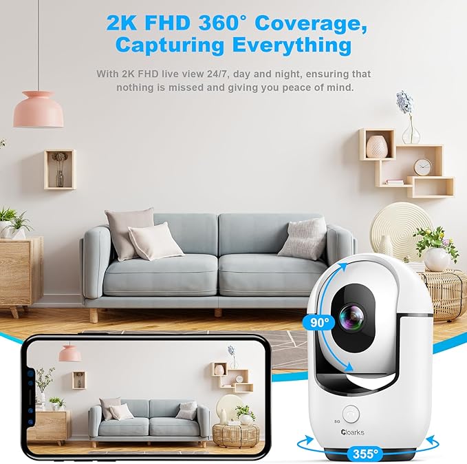 2K Pan/Tilt Security Camera, WiFi Indoor Cameras for Home Security with AI Motion Detection, Pet/Dog/Baby Camera with Phone App, 2-Way Audio, 24/7, Siren, TF/Cloud Storage, 4 Pack