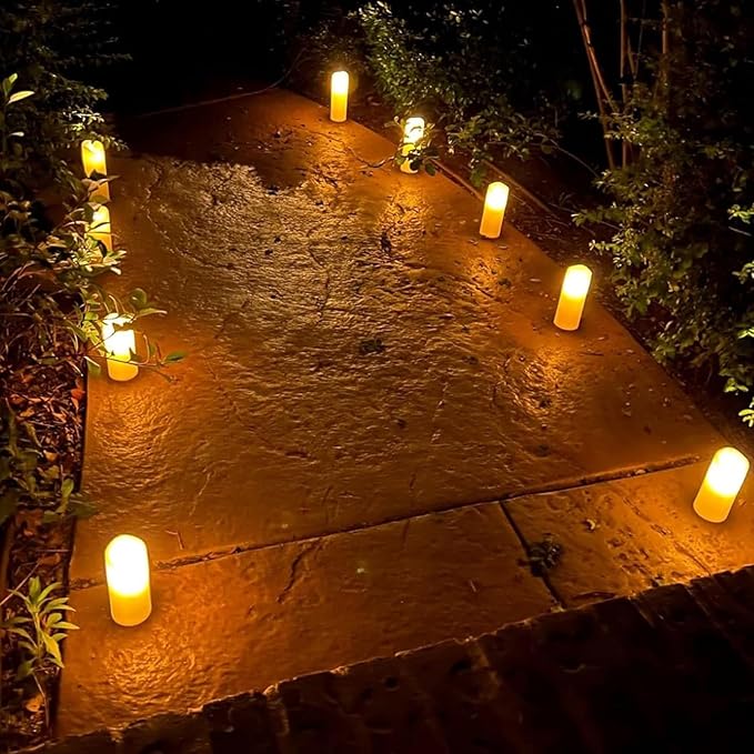 Enido 9-Piece Flameless LED Candles with Remote & Timer - 3D Flickering Real Flame Effect - Heat-Resistant Plastic Battery Operated Pillars for Home Decor, Weddings (D: 2.2” x H: 5”, 6”, 7”)