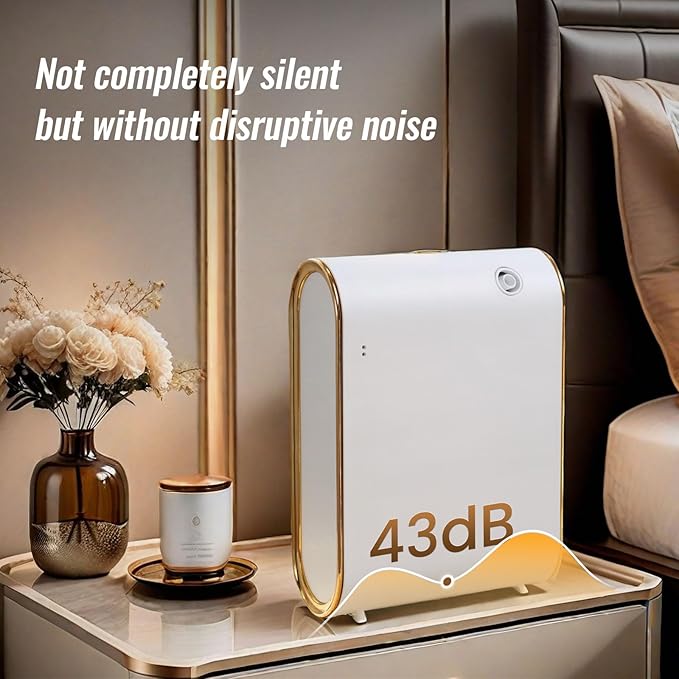 Waterless Essential Oil Diffuser for Home and Commercial Use, 350ml Capacity for 1500 sq ft, Smart Scent Diffuser for Large Room, Bluetooth Hotel Collection Diffuser with App Control, White and Gold