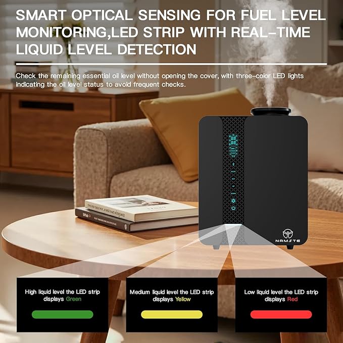 Diffusers for Home - Waterless Essential Oil Diffuser Smart LCD Touch & APP Control 2000 Sq.Ft, Home Diffuser 200ML Oil Level Monitoring for Large Room, Hotel, Office, Luxurious Metal