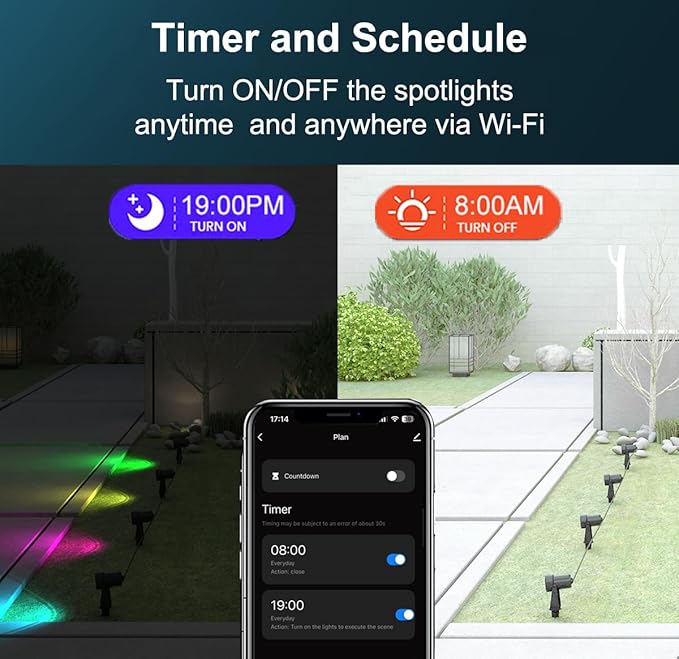 Ligency Smart Landscape Lights, Low Voltage Outdoor Spot Lights IP65 Waterproof Spotlights Compatible with APP/Voice/Alexa Control, RGBW Color Changing Spotlight for Yard Garden Patio Lawn, 6 Pack