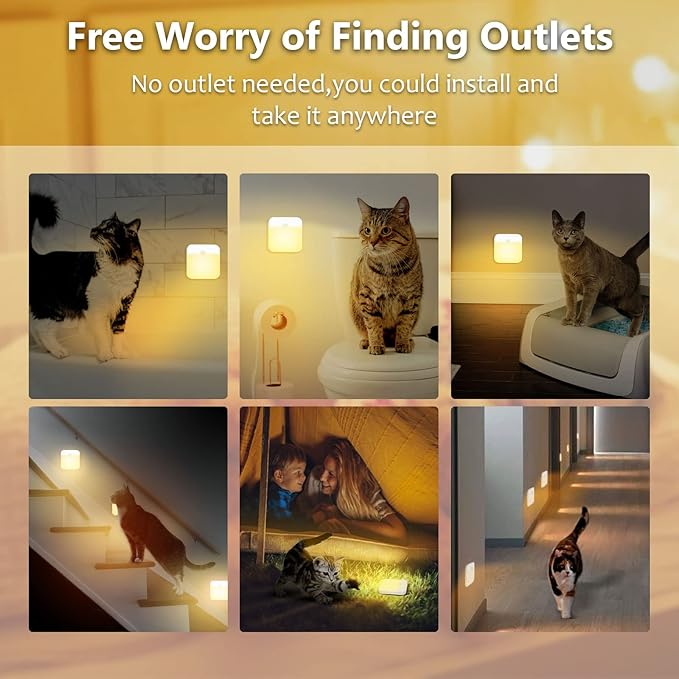 LED Motion Sensor Light - 3 Pack 2 Color USB Rechargeable With Dusk to Dawn Sensor, Stick-On Anywhere Magnetic for Bedroom Bathroom Under Cabinet Closet Wardrobe Stairway