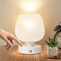 Soilsiu Bedside Table Lamp - Touch Small Lamp for Bedroom Nightstand, 3-Way Dimmable, USB A+C Charging Ports, White Opal Glass Shade, Warm LED Bulb Included