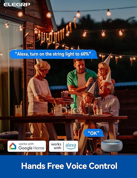 ELEGRP Outdoor Smart Dimmer Plug Waterproof IP66, Smart WiFi Plug with 2 Individually Sockets, Compatible with Alexa & Google Assistant, Outdoor Dimmer for String Lights, UL Listed, 2 Pack, Grey