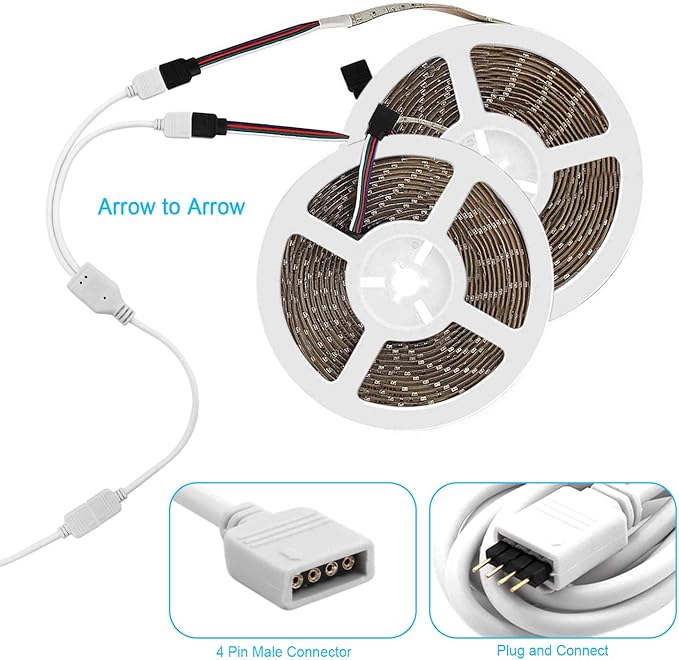 iCreating LED Strip Connectors 4 Pin, RGB LED Light Connectors Kit Includes 5050 LED Connectors L Shape 4Pin 10mm LED Light Strip Connectors for 10mm Wide 4-pin RGB LED Strip Lights