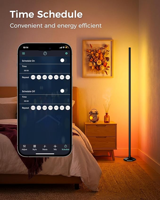 Corner Floor Lamp, 65" RGB Color Changing led Floor lamp with APP and Remote Control, Dimmable Mood Light Corner Light with Music Sync, DIY Mode & Timing for Living Room Gaming Room