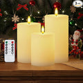 Homemory White Flameless Candles Φ 3" H456 Battery Operated with Remote Timer, Real Wax LED Pillar Candle for Home Fireplace Bedroom Living Room, Set of 3