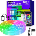 300ft Outdoor LED Strip Lights Waterproof,IP68 Outside Led Light Strips Waterproof,Color Changing with App/Remote Control,Music Sync RGB Outdoor Led Rope Lights for Bedroom（2 Rolls of 150ft）