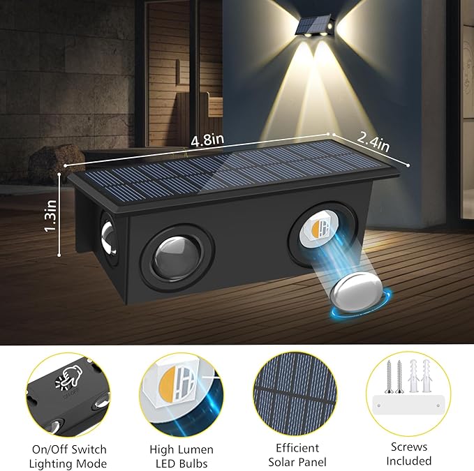T-SUN Solar Fence Lights Outdoor, Waterproof 8 Mode RGB & Warm White Fence Solar Lights Outdoor, Dusk to Dawn Solar Powered Wall Lights for Backyard Patio Step Deck Railing Pool,10 Pack