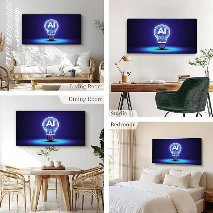 Wibinuki Wall Art Wall Decor Wall Paintings Artificial Intelligence IDEA. Light Bulb AI Idea for Living Room Bedroom Bathroom Home Decor Can Be Hung Directly 20"x 40"