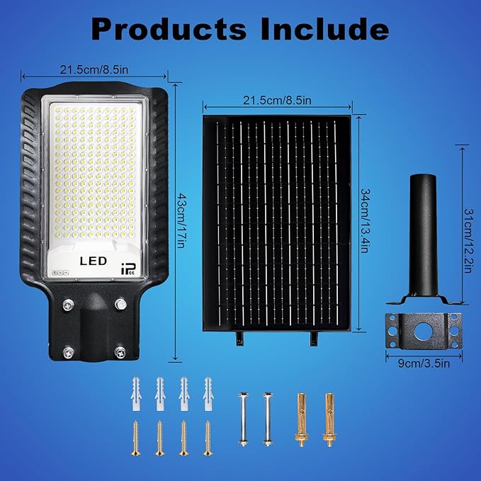 Eleganted CHX-2000W Solar Street Lights Outdoor, 6500K Solar Parking Lot Light, IP66 Waterproof Dusk to Dawn 30000LM Security Flood Lights with Remote Control for Yard, Garden, Outside, Garage