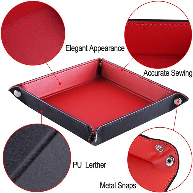 siduater Valet Tray Desktop Storage Organizer - Vegan Leather Catchall Tray Bedside Vanity Tray Nightstand Caddy Holder for Remote Controller, Watch, Keys, Phone, Wallet, Coin, Jewelry - Gray