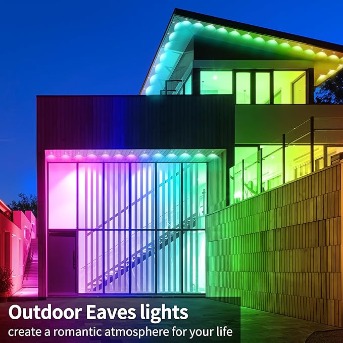 100ft Permanent Outdoor Light,RGB Eaves Lights with App Control Remote,DIY IP67 Waterproof led Lights,Outside Light for House,Halloween,Roof,Garden,Christmas Decorations